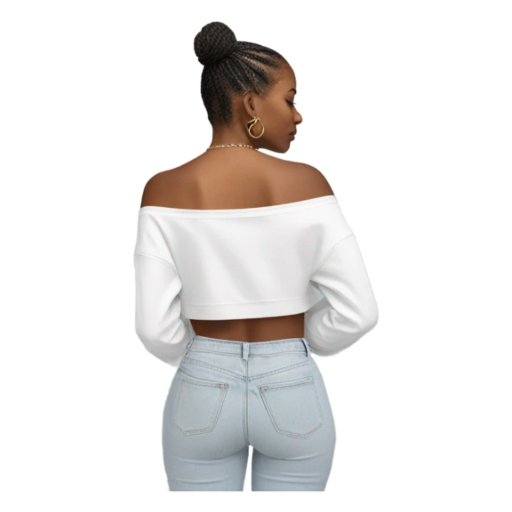 White off shoulder Long sleeve oversize crop top, isolated sticker