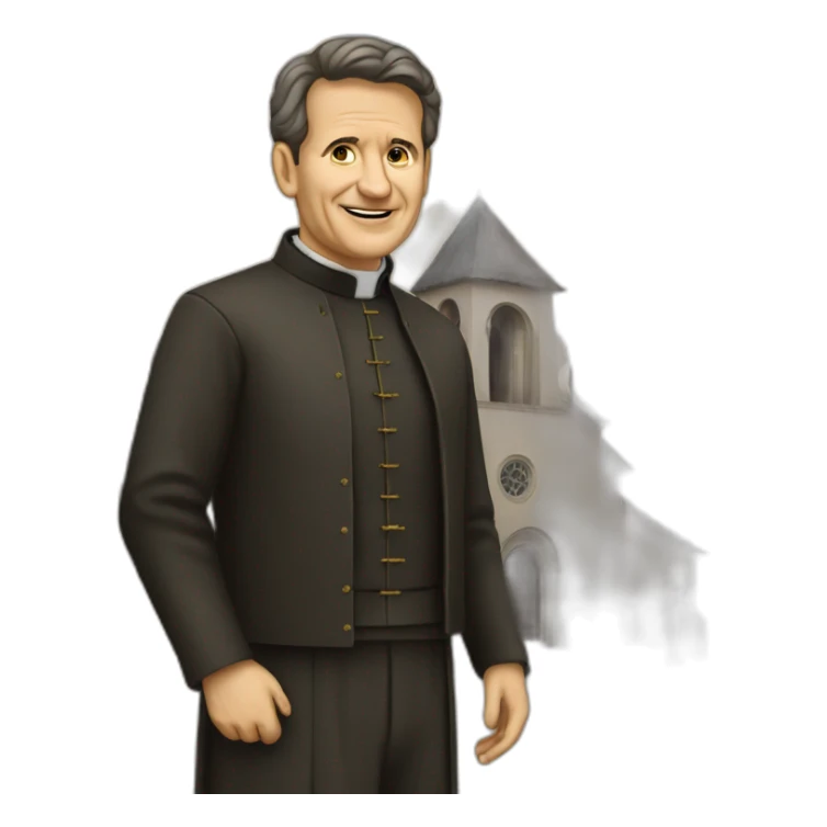 don bosco with a church on his background sticker