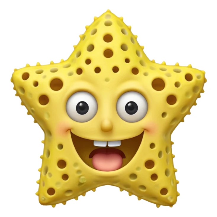 Star face SpongeBob mouth shape open happy sticker
