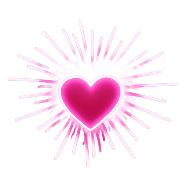 Neon pink fireworks that form a heart  sticker