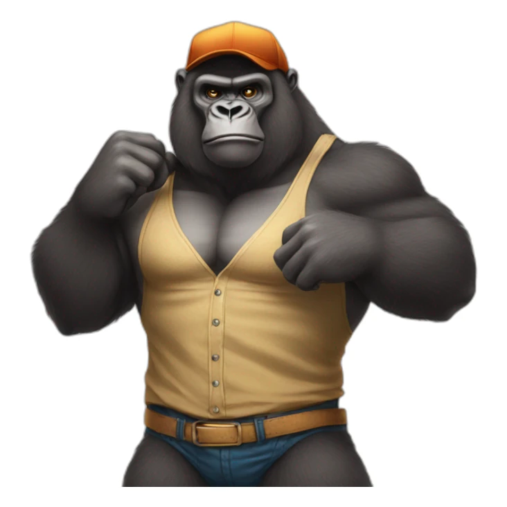 Big Buff Gorilla wearing a Cap and some fancy clothes sticker