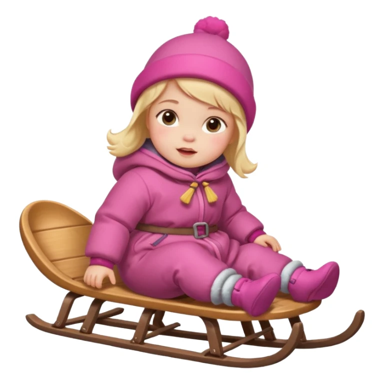 baby girl on sled sticker