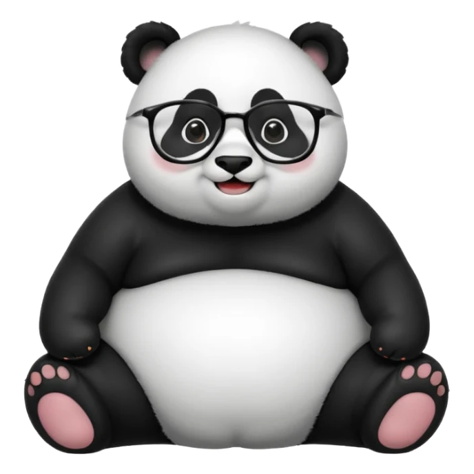full body of panda wear glasses, front view sticker