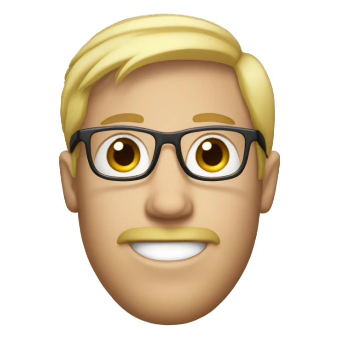 Blond guy with facial hair, eyeglasses and blue eyes sticker