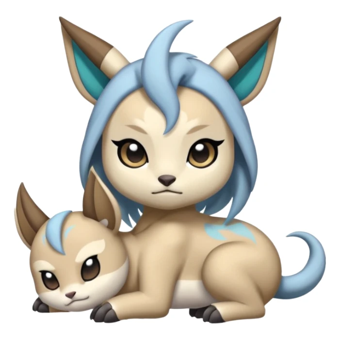 Animalistic kawaii chibi sleepy happy glad somber mongral Meloetta-Absol-Zekrom-Gatomon-Pteromon-hybrid sticker