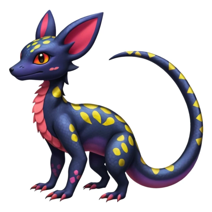 Scaley Exotic Salandit-Noibat-Umbreon-Fakémon-hybrid-creature (full body)  sticker
