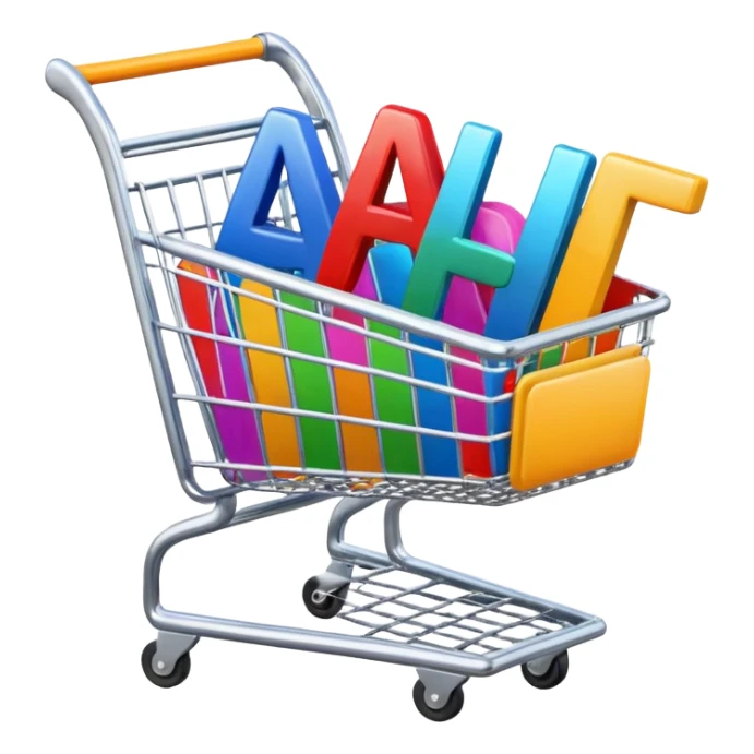 shopping cart with AI letters inside sticker