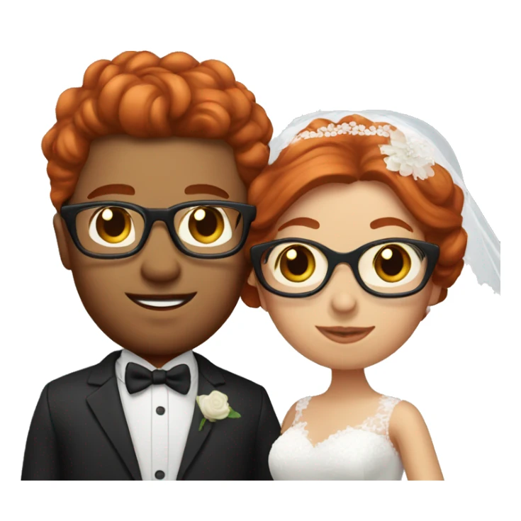 Red head bride with fiancé with glasses  sticker