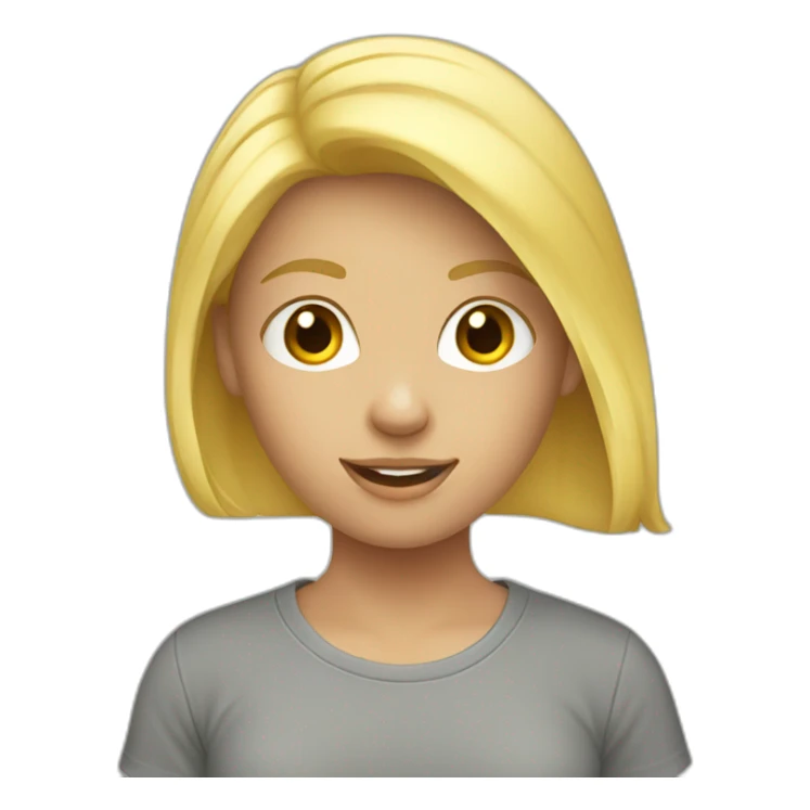blond girl with grey tee shirt sticker