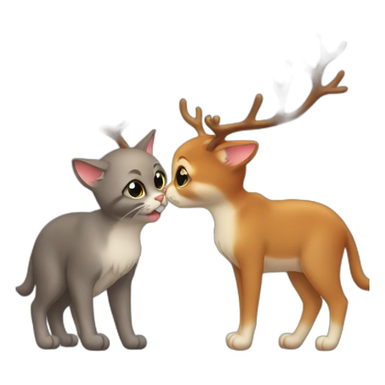Cat kiss reindeer sticker