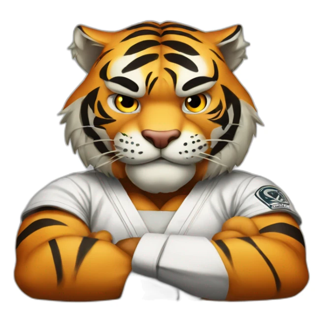 Tiger with evil face   jiu jitsu with his arms crossed sticker