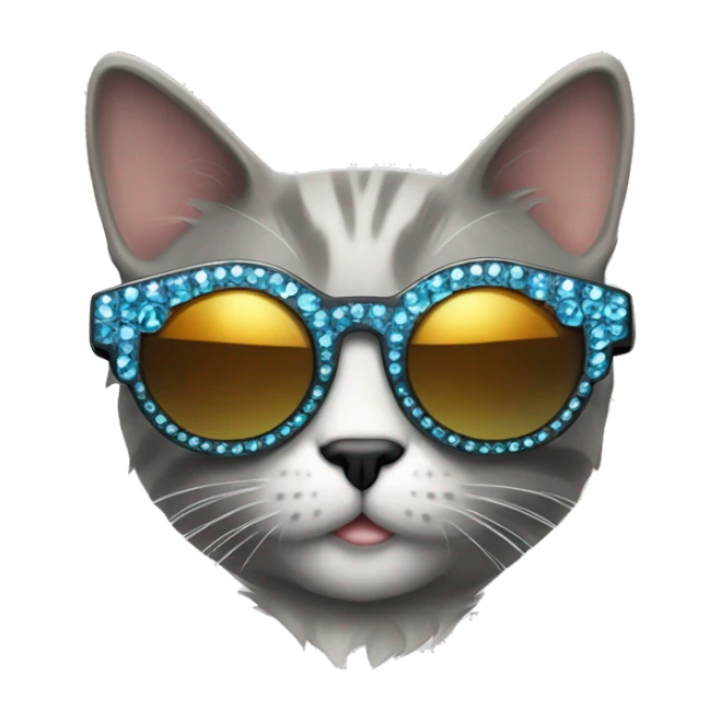 a full body cat wearing big bedazzled sun glasses  sticker