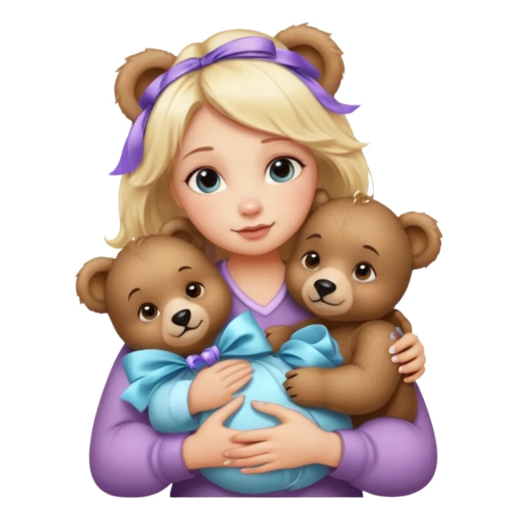 woman hugging baby bears with ribbons and crystals sticker