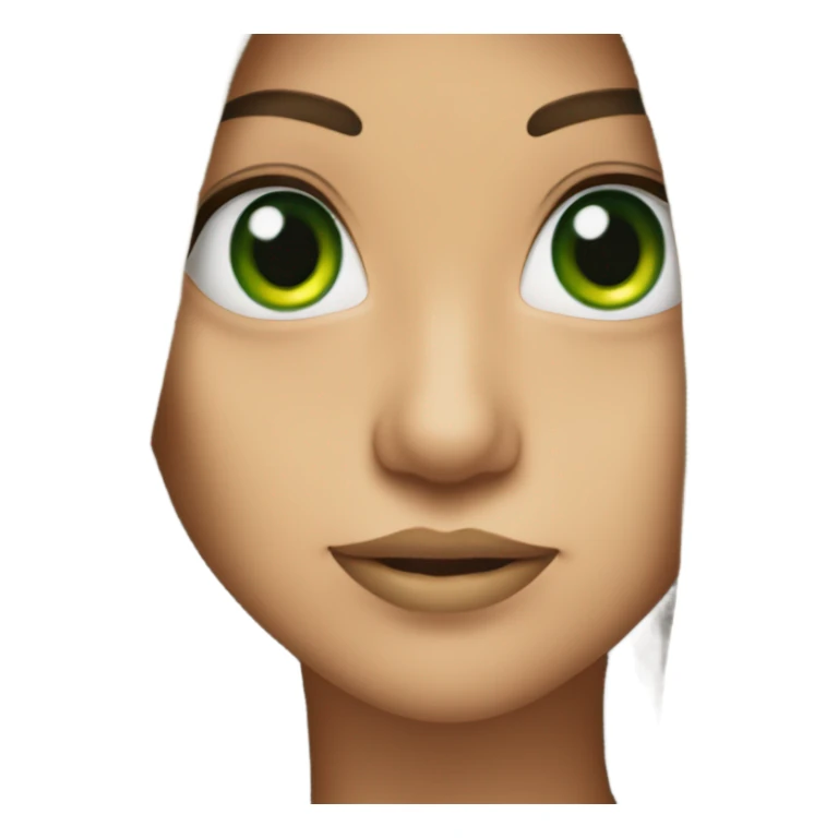 Long haired brunette with green eyes and a zipper across her mouth sticker