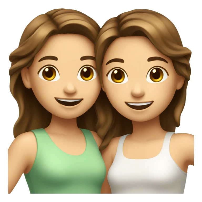 Two happy Girls Brown hair under Palme  sticker