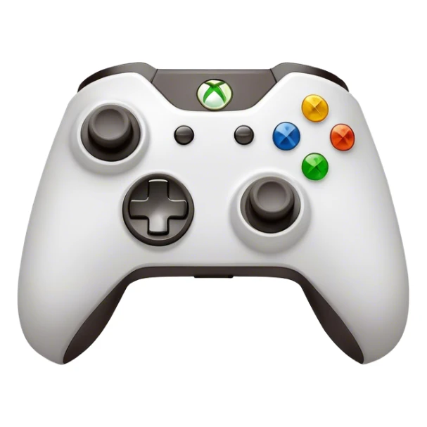 Clash of Clans aesthetic: Cinematic Playful Xbox Controller (Original Duke) Portrait Emoji, rendered in a 3D vector-style similar to standard emojis with minimal shading and bold, simplified shapes. A compact, distinct form with signature details, softly glowing with a modern gaming energy charm. Simplified yet unmistakably iconic, highly detailed and consistent, glowing with a soft radiance and high shine. Stylized with a touch of next-gen innovation and a soft glowing outline, capturing the essence of a beloved gaming relic with a friendly, playful manner! sticker