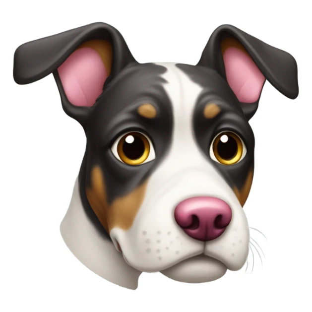 Swiss dog with a little pink heart on a nose sticker