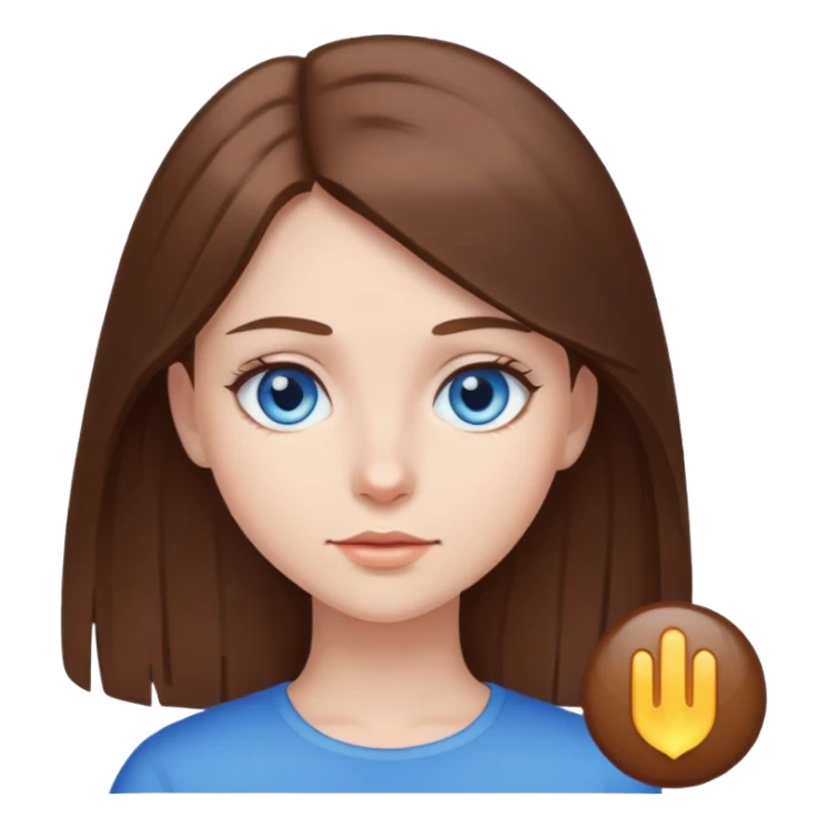 Straight brown hair blue eyed girl sticker