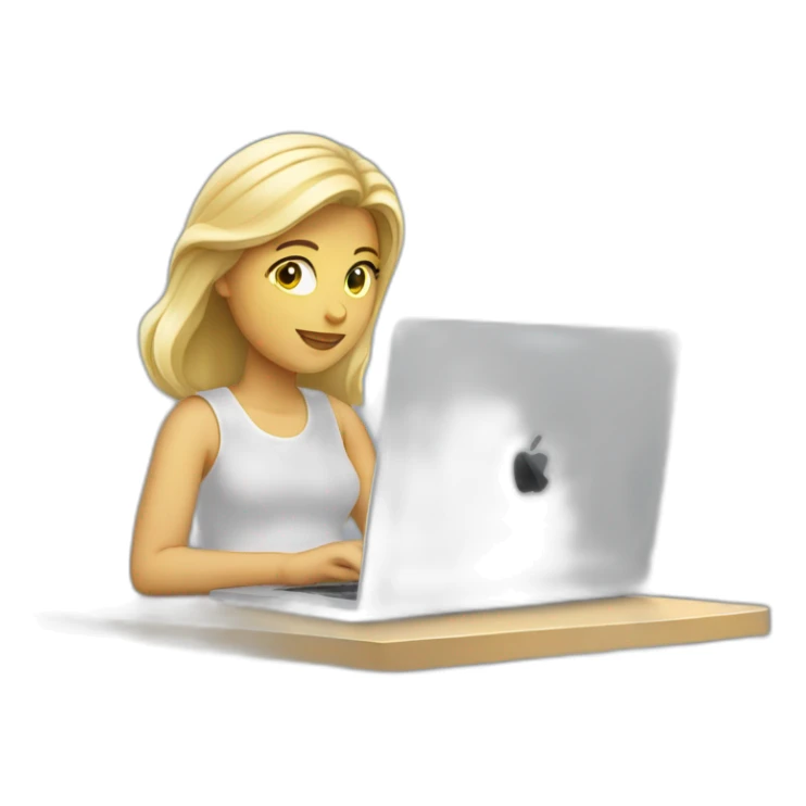 Blond Person working on macbook laptop sticker