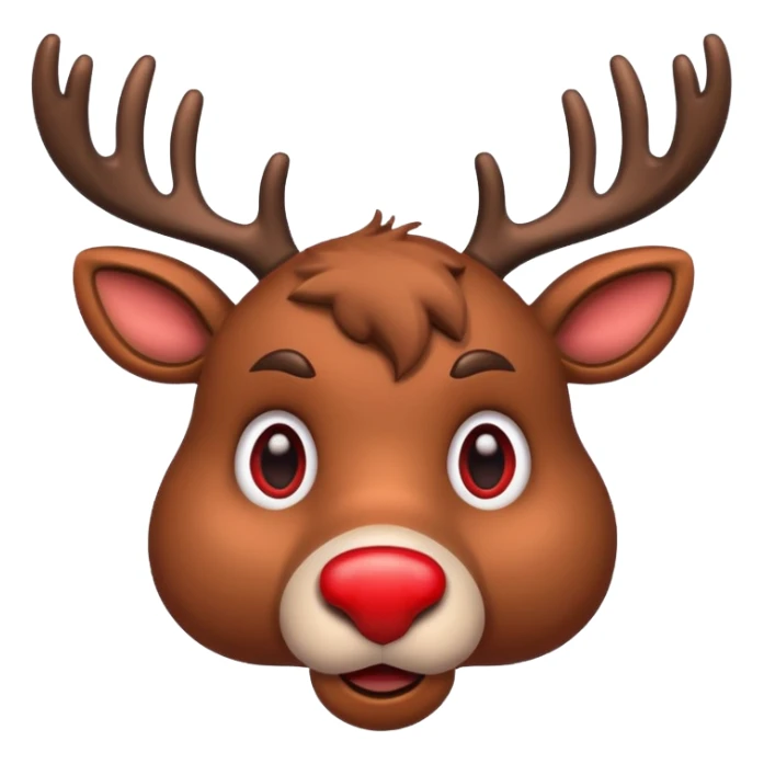 Worried reindeer with red nose sticker