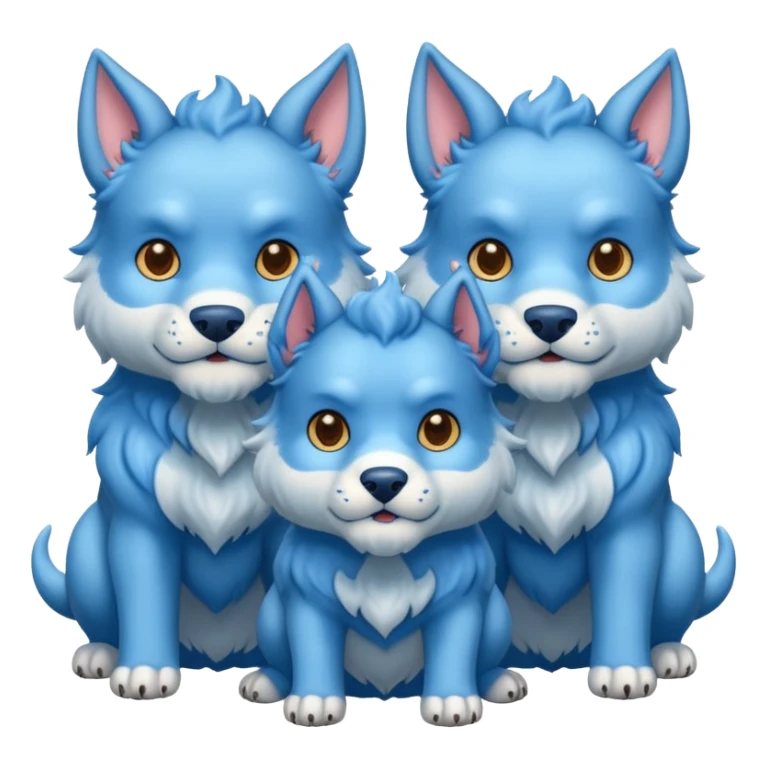 cute blue cerberus (one body, 3 heads) sticker