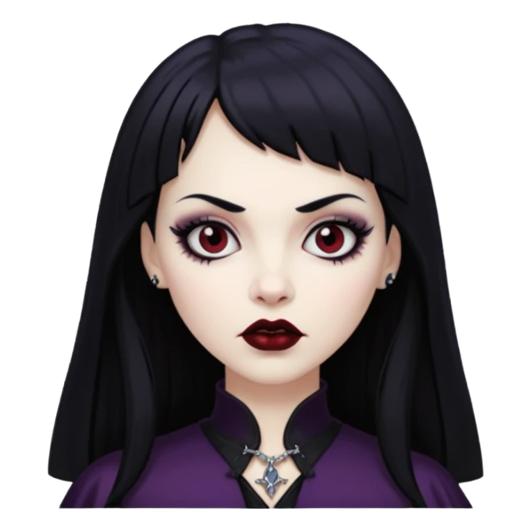 vampira gótica branca de cabelo preto e franja sticker