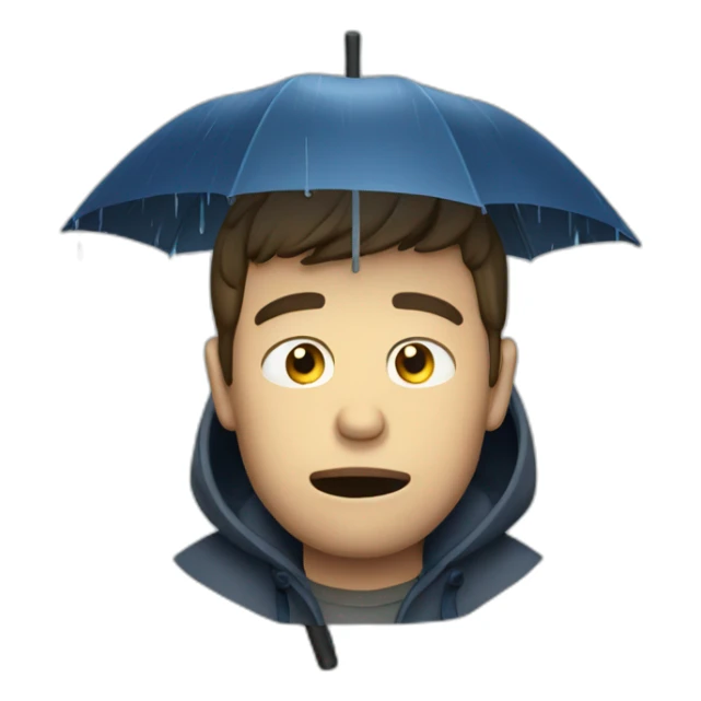 an unhappy french guy in the rain sticker