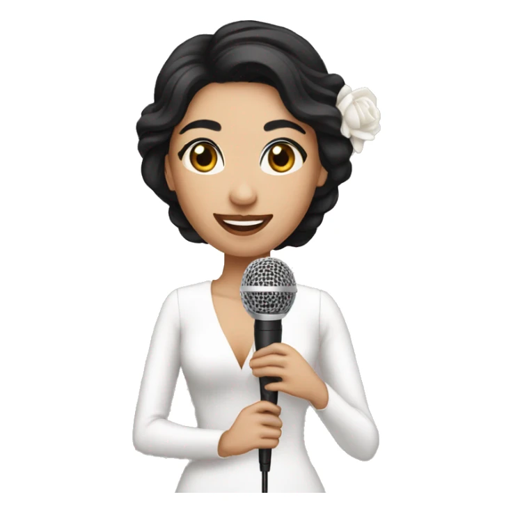 wedding host woman with microphone and black hair white skin sticker