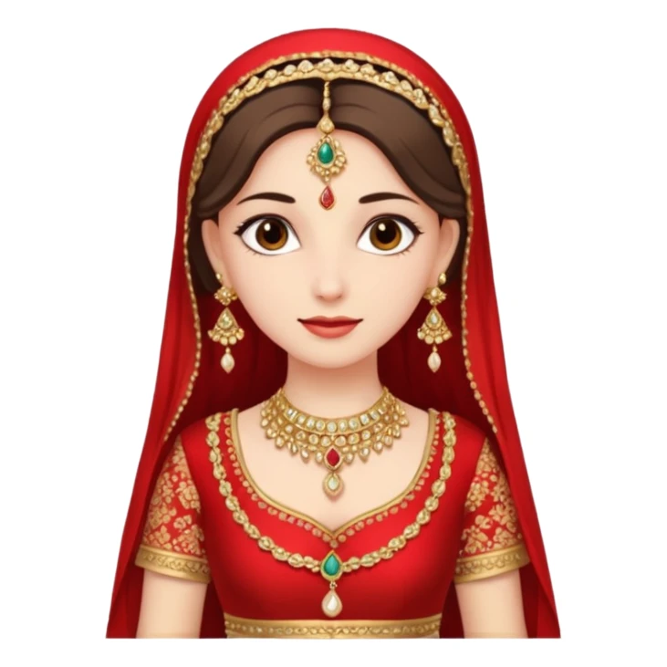 In wedding red lengha and cream kurta with jewelry  sticker