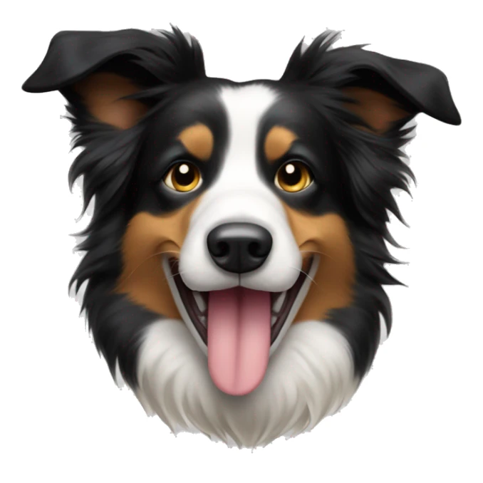 The folded-ear Border Collie sticking out her tongue sticker