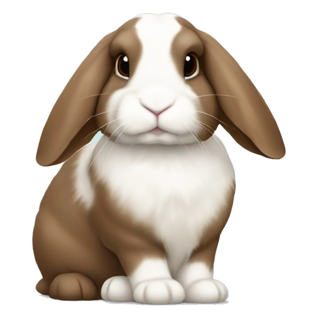 brown holland lop bunny (portrait, facing forward, iOS 17 style, happy) sticker