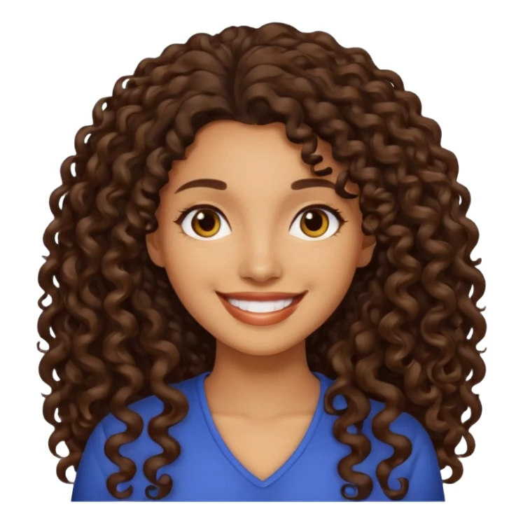 Woman light brown skin long dark curly hair sticker