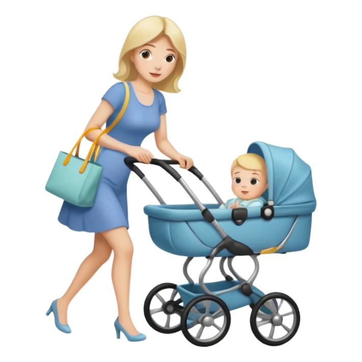 lady shopping with baby sticker