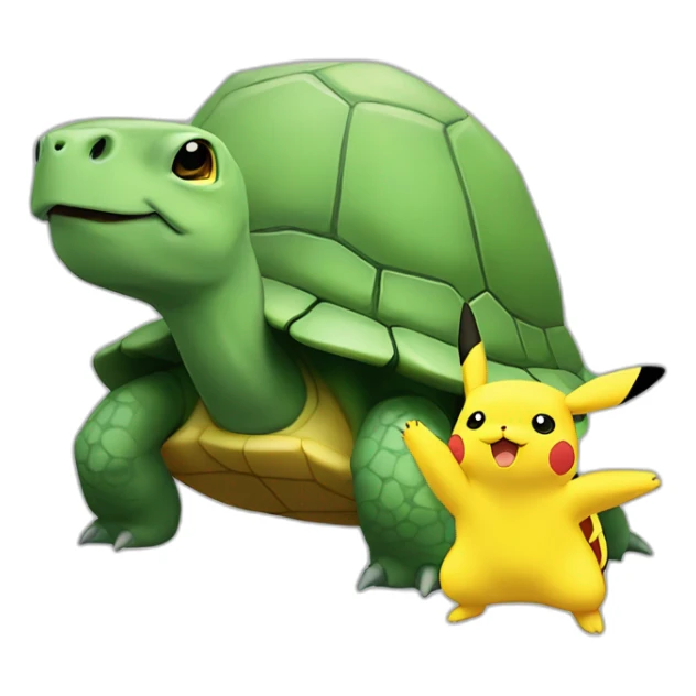 Une tortue avec un pikachu sur le dos sticker