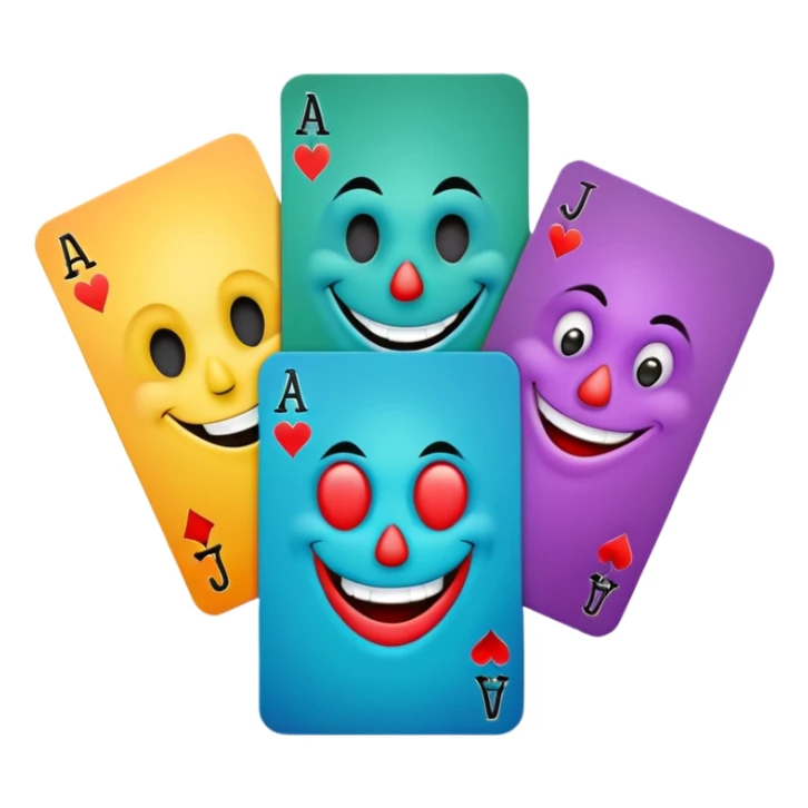 3 poker cards, with crazy colorful human jolly jokers inside sticker