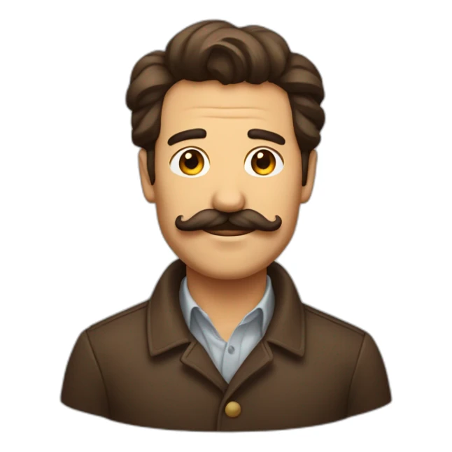 Homme brun énervé avec un petite moustache sticker