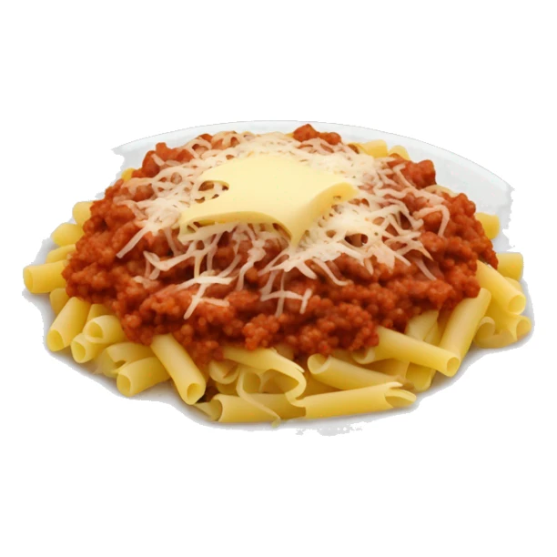 minced meat pasta with tomato paste and some grated cheese on top sticker