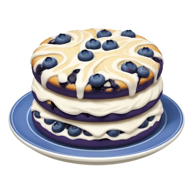 plate of 2 blueberry biscuits with white icing swirl on top sticker