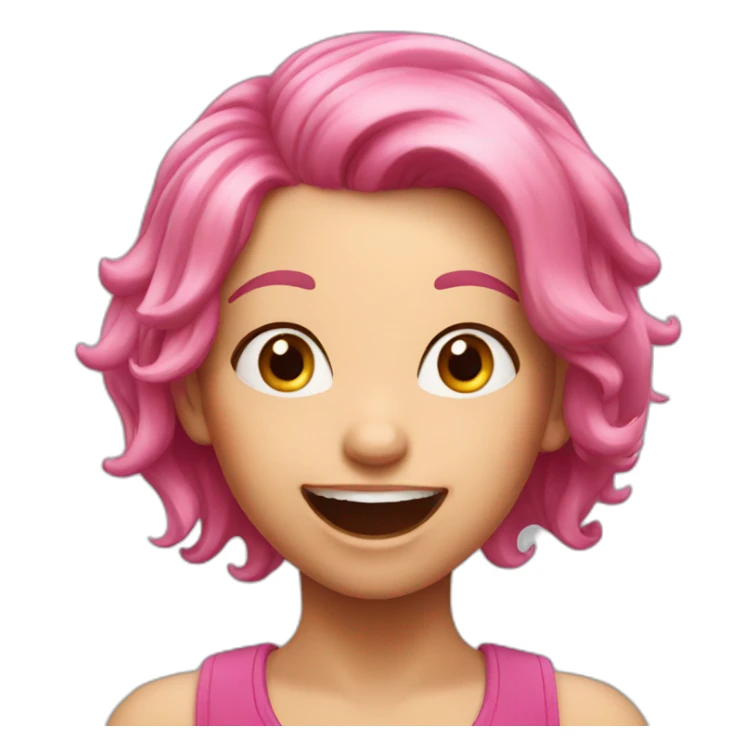 excited pink hair girl sticker