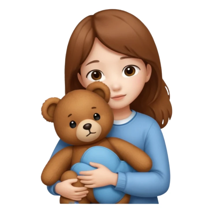 Little korean girl – hugging a teddy bear.
 sticker