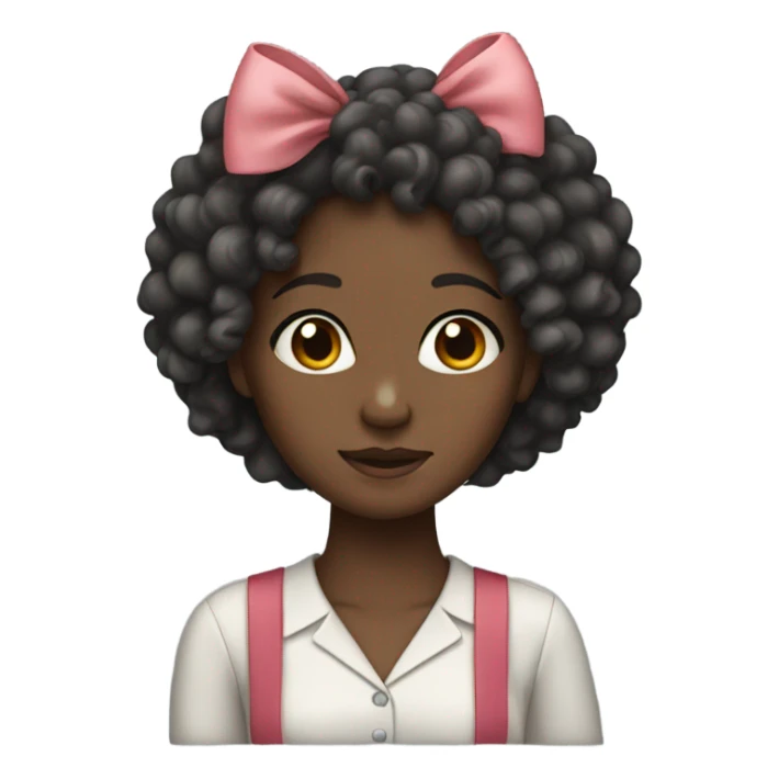 Black curly hair girl with a bow sticker