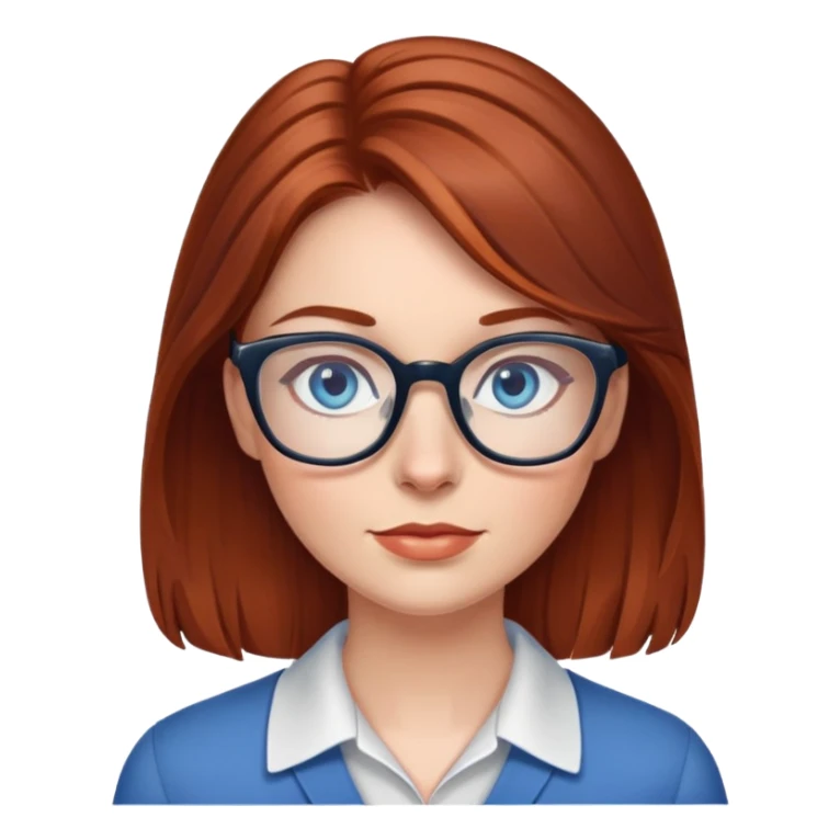 woman glasses reddish brown hair blue eyes sticker
