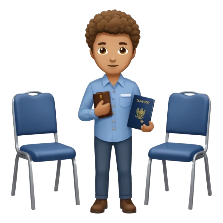 man with coily chairs passport sticker