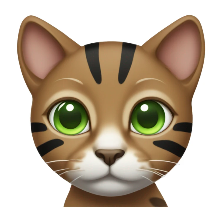 Brown cat with black stripes and white paws and green eyes sticker
