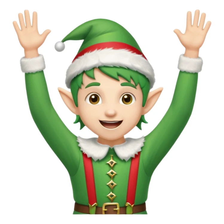 DUENDE NAVIDEÑO CON ORTODONCIA Y MANOS ARRIBA ANIMANDO sticker