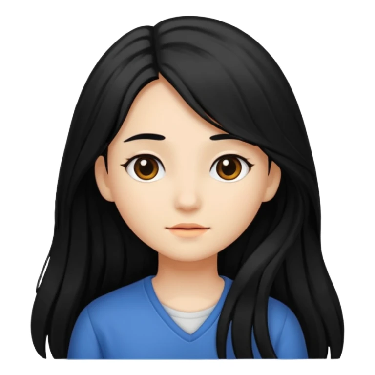 long hair girl but with black hair sticker