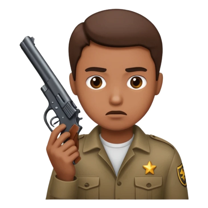 A person with a gun that looks wooried sticker