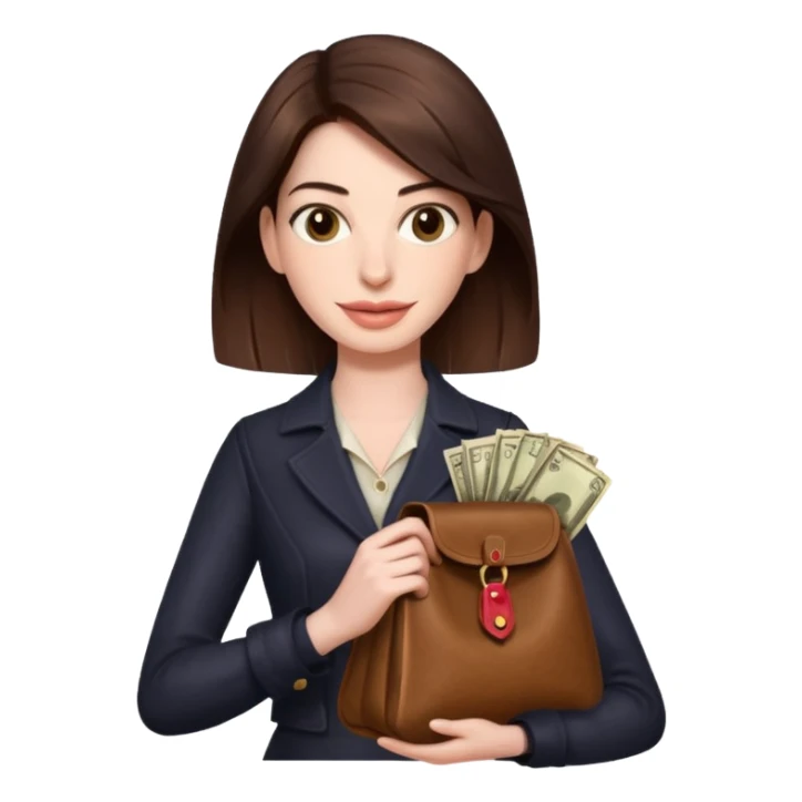 Anne Hathaway holding money bag sticker