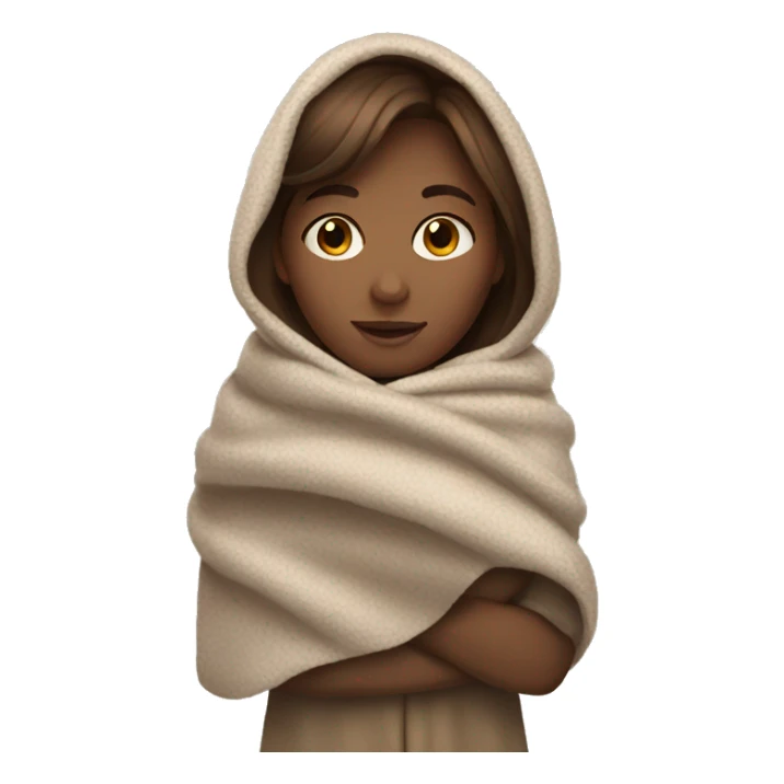 cozy brown hair girl with a blanket sticker