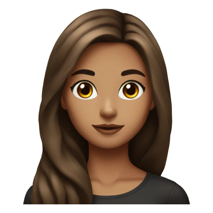 pretty girl brown long hair makeup with black kitten sticker